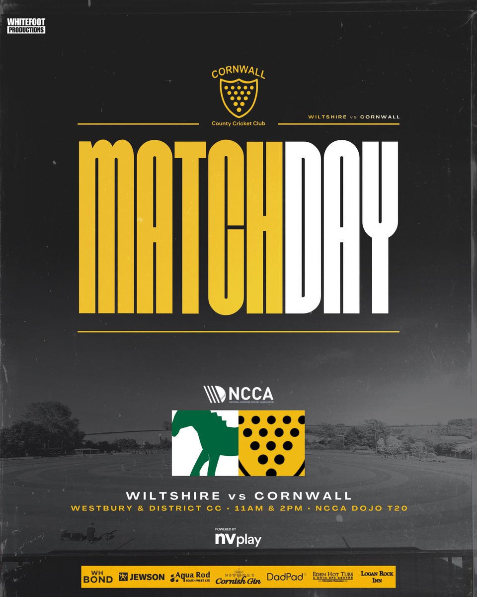 cornwallccc's tweet photo. MATCHDAY vs Wiltshire in the NCCA Dojo T20 at Westbury &amp; District CC 🟡⚫️

#CornwallCCC @swsportsnews @NCCA_uk @nvplaycricket https://t.co/dEPiMqIH5G