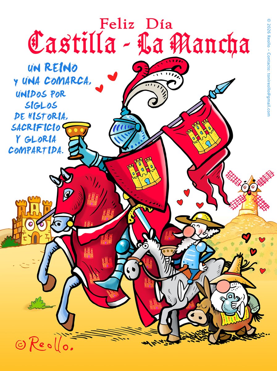 ToniReollo's tweet photo. Celebrar Castilla-La Mancha es celebrar también esa identidad castellana que forma parte de nuestras raíces.
Somos Castilla, la tierra que dio origen al Reino de Castilla.
#castillalamancha #castilla #caballero #DonQuijote #historia #identidad #ToniReollo #Reollo https://t.co/fsTxdisVrr