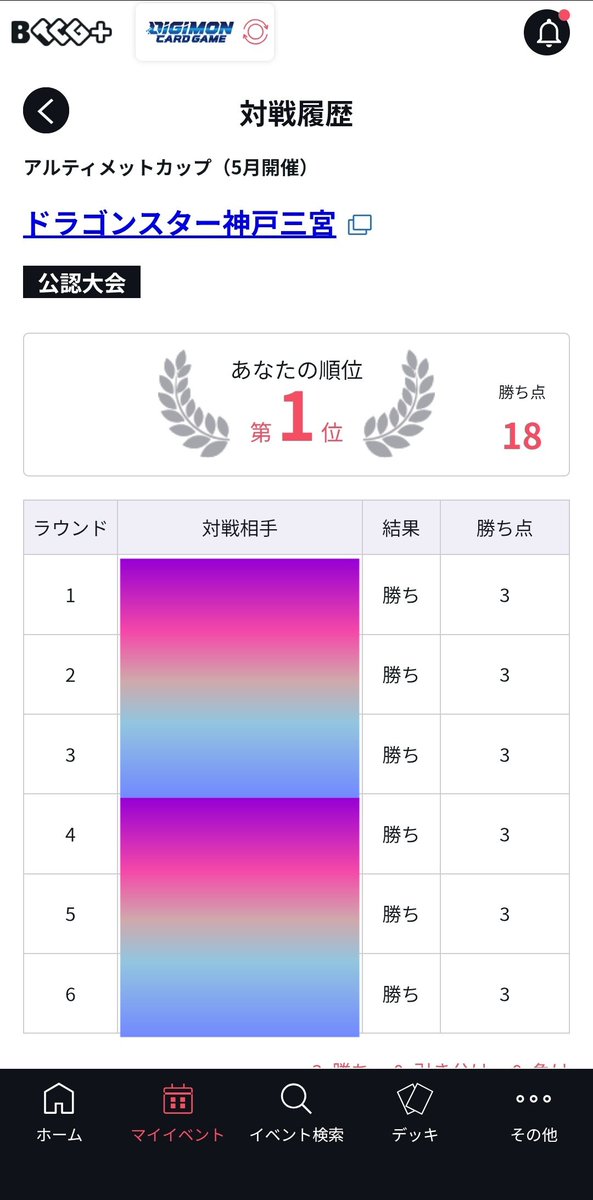ny_0824's tweet photo. 5/31　アルカ　ドラスタ神戸三宮
使用：TS天使
①三銃士⭕
②マキナ⭕
③シャイン⭕
④グロドン⭕
⑤マキナ⭕
⑥ユピテル⭕(デッキ不備)
勝ったので結果あげます笑
本当は④で負けてました。
最終戦はお相手のデッキ不備での優勝でしたが、その後の決勝エキシビションでも勝てたので良かったです！ https://t.co/oJltPvVO3V