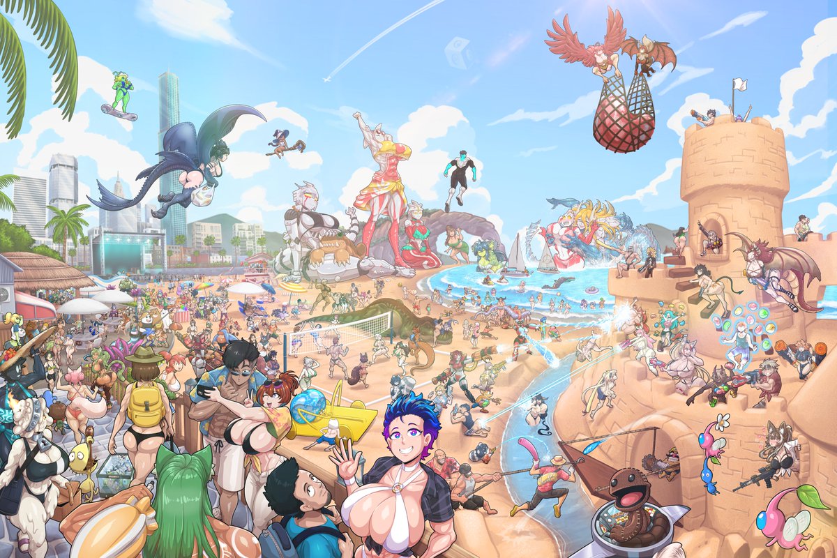JanLadmeBoy's tweet photo. Summer fun! 🏖️🌞🏄😎🌴

Took almost 4 months to create something this big for the summer vibe theme art this year. And I love the end result of it!

Hope y'all have a splashing day! https://t.co/U6hjylpnlf
