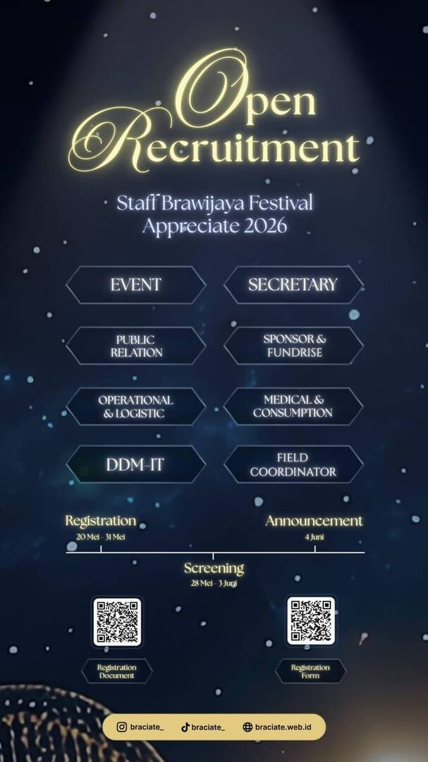 ub_menfess's tweet photo. braw! ada info niii! ada acara namanya braciate, dia lagi buka oprec staff terakhir hari minggu 31 mei, daftar donggg seruuu kok. bisa tanya tanya ya di dm ig  @/braciate_ https://t.co/BuTqBrtnWv