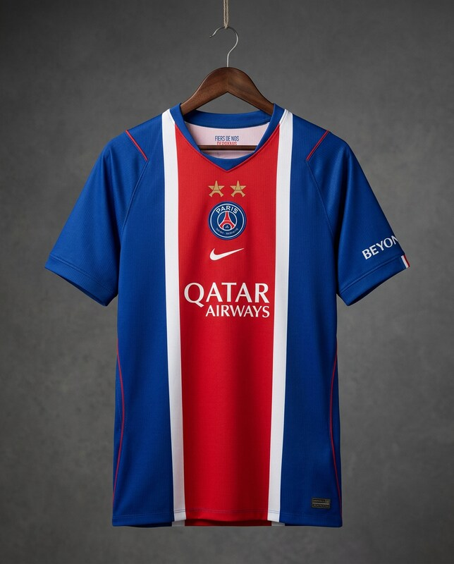 t7psg_'s tweet photo. PSG will wear the SECOND STAR + UCL WINNERS PATCH next season 😍❤️💙 https://t.co/KbYdbxHcWW