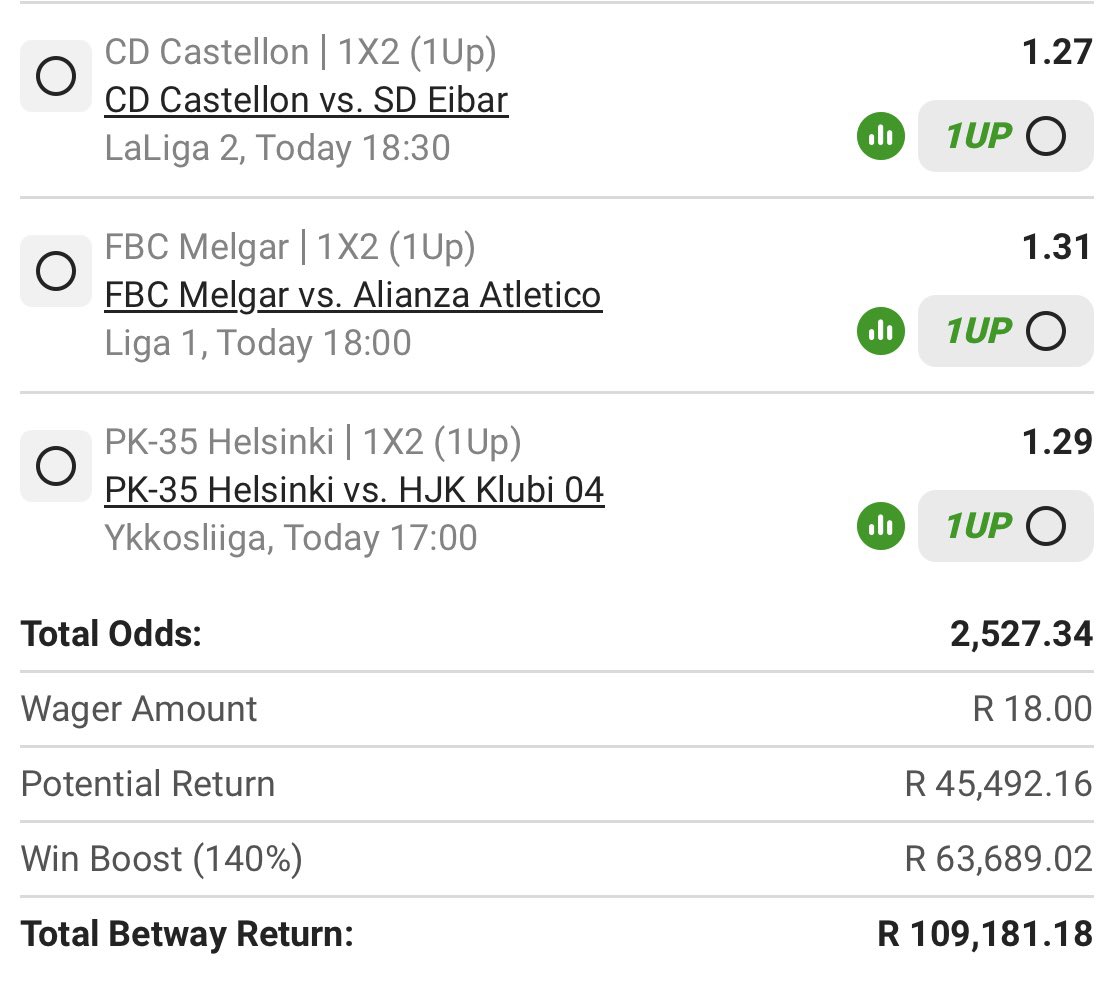 Bestow_SA's tweet photo. Betway 1Up straight Wins 🔥🔥

2.5k odds 💰💰

Code: BW599DF283

Kick off - 16:00 ✈️✈️ https://t.co/jtSSUTKV5F