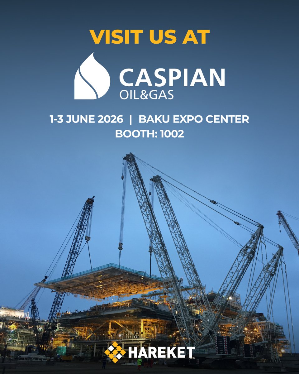 HareketProject's tweet photo. Meet HAREKET at Caspian Oil & Gas 2026 and discover how we help move the oil and gas industry forward with integrated heavy lifting, heavy transportation and project transportation solutions.

📅 1–3 June 2026
📍 Baku Expo Center
📌 Booth 1002

Let's connect and move projects forward together.

#HAREKET #CaspianOilAndGas #HeavyLift #ProjectLogistics #OilAndGas