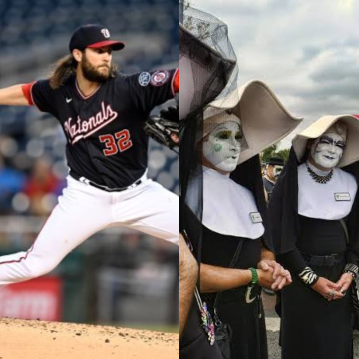 CatholicArena's tweet photo. 🇺🇸 ⚾️

Baseball team the Washinton Nationals have FIRED a marketing executive after it was revealed that Catholic player Trevor Williams was being EXCLUDED from team activities because his Catholic faith had led him to criticise anti Catholic hate group 'The Sisters of Perpetual Indulgence' 

It was revealed in an undercover video from James O'Keefe