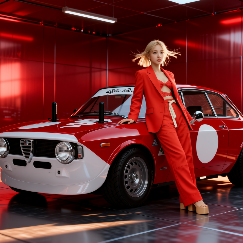 jason9394's tweet photo. Drenched in Rosso Corsa. 🇮🇹❤️##AlfaRomeo #GiuliaGTA #ClassicAlfa #RossoCorsa #VintageRacing #ItalianCars #CarCulture #StudioShot #HighFashion #AutomotiveDesign #ClassicDriver #Quadrifoglio #RCLife #RCBuilds #AI #Tamiya #M06 https://t.co/tOoi5z6nta