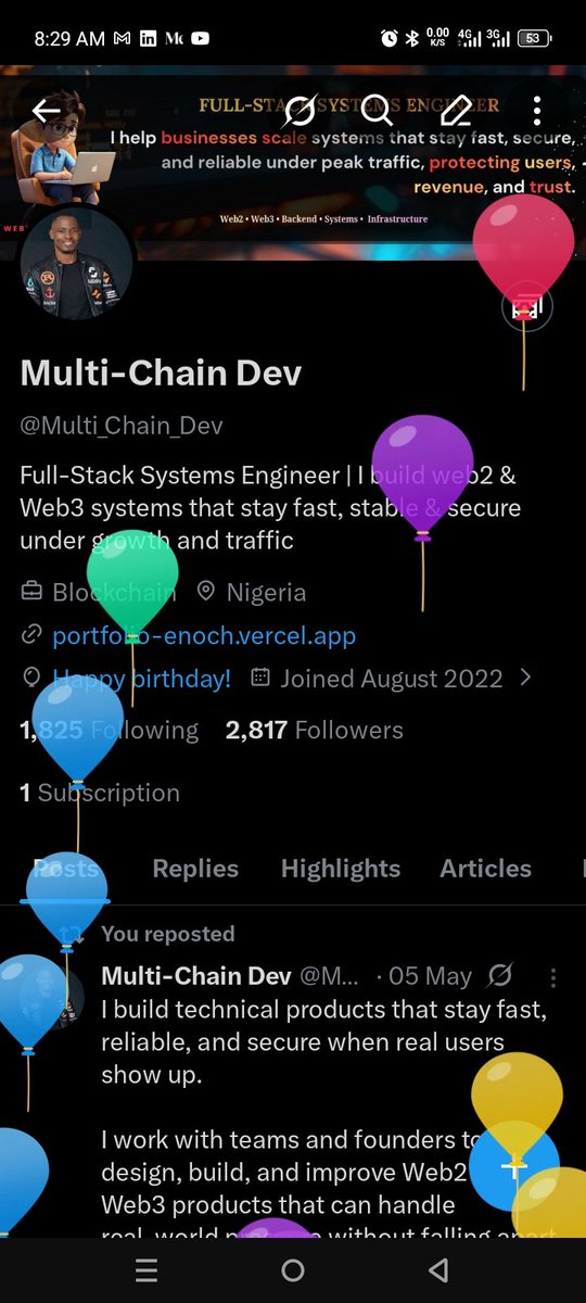Multi_Chain_Dev's tweet photo. It's my birthday 🎈🎈🎈 
Thank you Jesus for another year https://t.co/ESx0OmmrQU