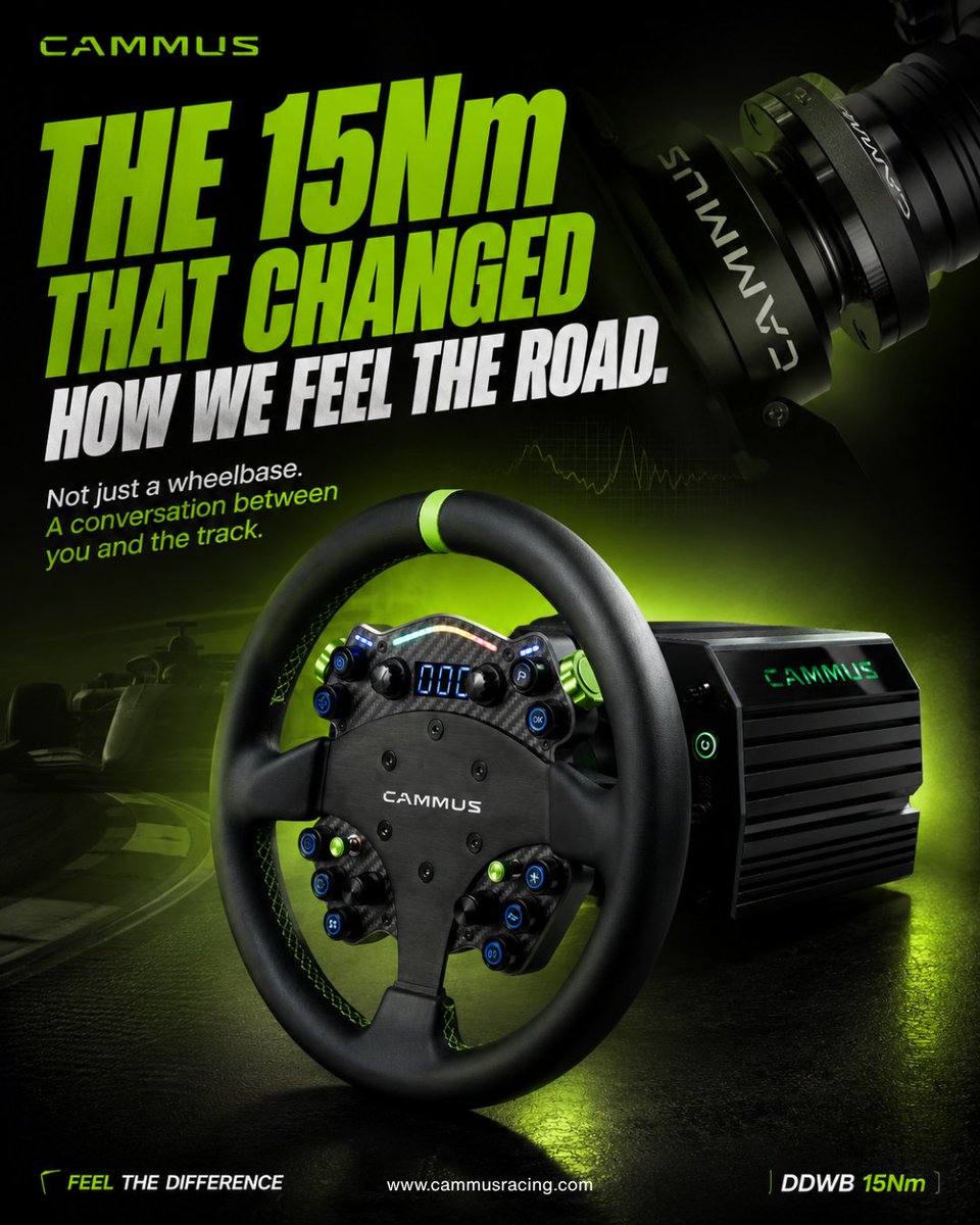 Cammuscammus's tweet photo. The 15Nm that changed how we feel the road. Not just a wheelbase. A conversation between you and the track.
#DirectDrive #SimRacing #CammusRacing #DDWB #SimRacingSetup https://t.co/tG20ZKAK1J