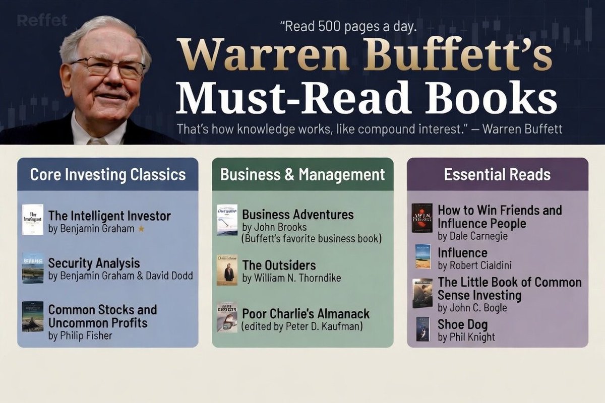 Vivek_Investor's tweet photo. Warren Buffett's favourite books.

AI-generated infographic. https://t.co/zosaM3pdGR