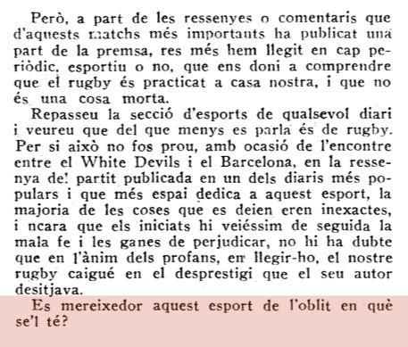 mpc12341's tweet photo. 4/5
També es posava en valor la importància dels enfrontaments amb equips francesos. Segons l'autor, només competint contra rivals de primer nivell els clubs catalans podien aprendre, progressar i reduir la distància que els separava de les grans potències del rugby continental. https://t.co/zkSFIE3qky