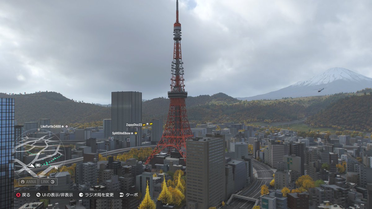 hareta_7's tweet photo. ドローンモードで高所から東京タワーと富士山撮ってみた。
#ForzaHorizon６ https://t.co/EJ96c3Hg7G