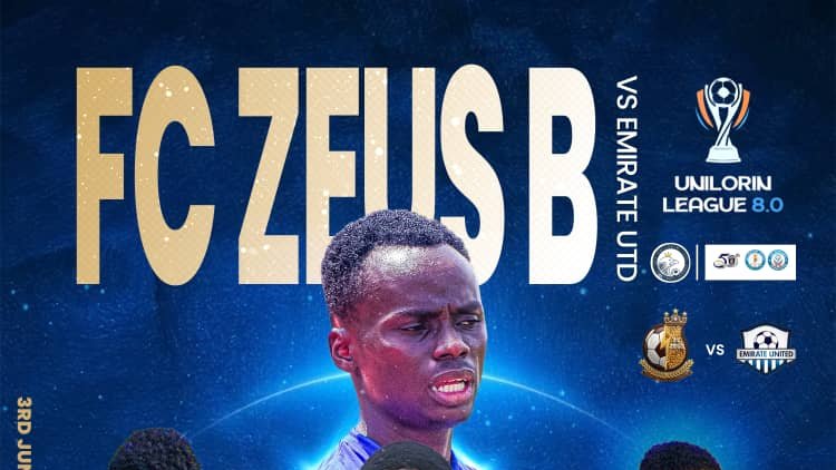 fczeus15's tweet photo. !!!UP NEXT!!!

UNILORIN SU FOOTBALL LEAGUE 8.0
ROUND 11 (JUDGEMENT DAY) 

🆚 EMIRATE UNITED 
🗓 WEDNESDAY 3RD, JUNE 2026
⏱ 13:00 WAT (1:00PM) 
🏟  UNIVERSITY OF ILORIN STADIUM 📍

#FCZEUS | #UIL8.0 | #CmonZeus | #COYB | #WinItAll

C'mon You Bolts. https://t.co/GmmtOuJQLA
