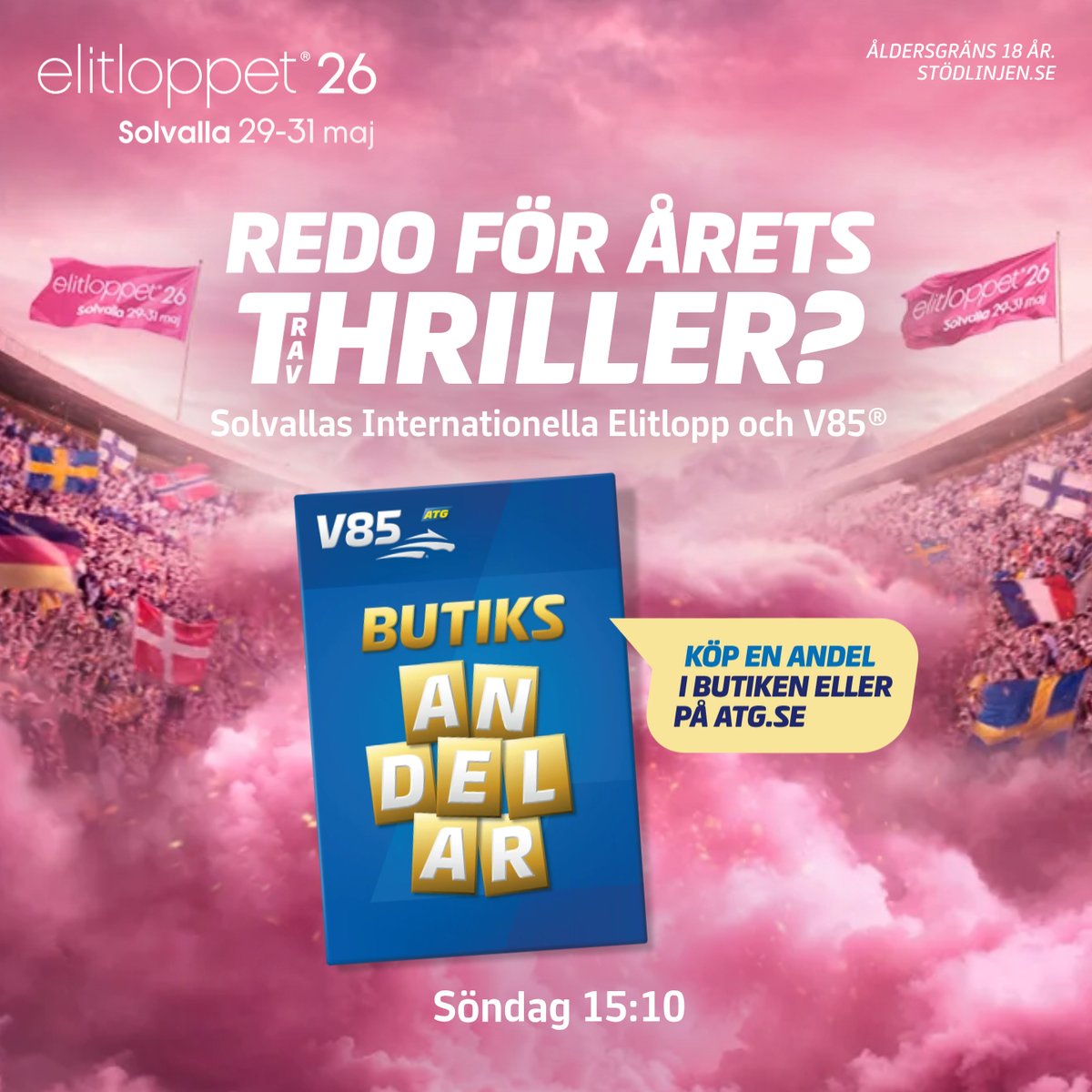 andelstorget's tweet photo. Dagen med stort D är här, den här söndagen serveras vi #V85 med självaste Elitloppet på Solvalla! 😍

HÄR SPELAR NI V85 MED OSS I DAG: https://t.co/V7RXYmUXrC https://t.co/IB8ai10xgp