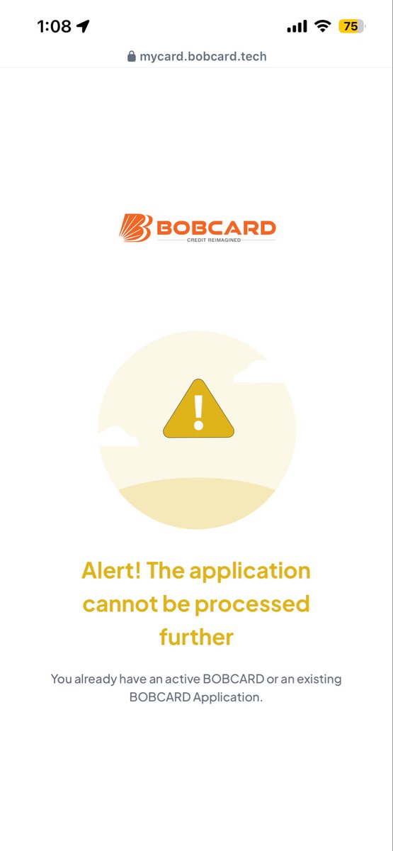 Akash122's tweet photo. @bankofbaroda I do not hold a bob credit card but still when applying for one it shows one, it shows this error. Have mailed multiple times still no response. https://t.co/D3ecq24h3T
