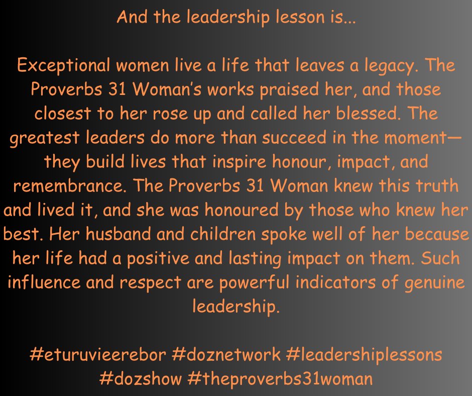 EErebor's tweet photo. L-E-G-A-C-Y. 
What will your legacy be?
#eturuvieerebor #dozshow #leadershiplessons #doznetwork https://t.co/Qc4aw0L2TQ