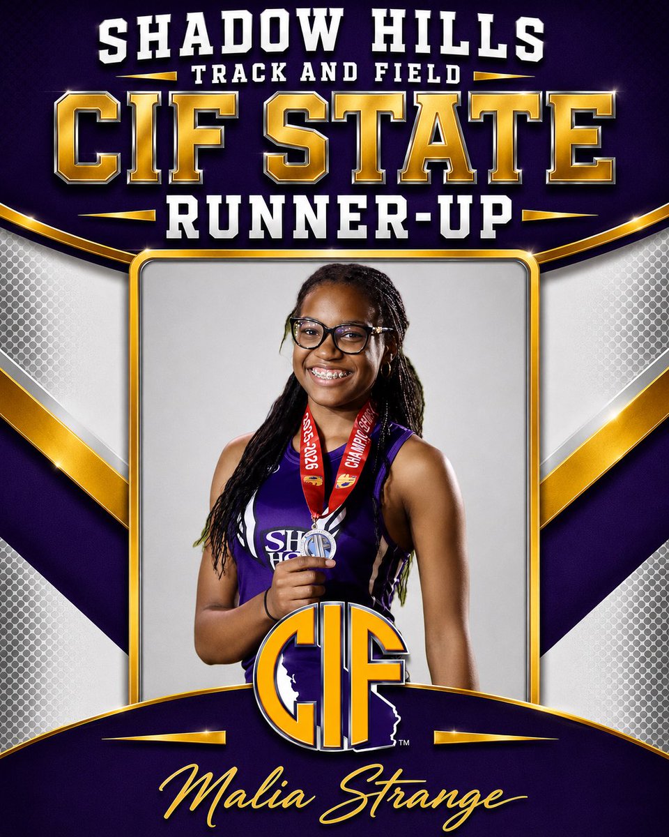 CoachDeTamble's tweet photo. Malia Strange - Shadow Hills
2026 CIF STATE RUNNER-UP
Triple Jump - 40’10.5

2026 CIF D3 TRIPLE JUMP CHAMPION 
2026 CIF D3 100m HURDLES CHAMPION
2026 CIF D3 LONG JUMP RUNNER-UP
2026 CIF MASTERS TRIPLE JUMP CHAMPION 

#JobsFinished https://t.co/ydtDlGdsvg