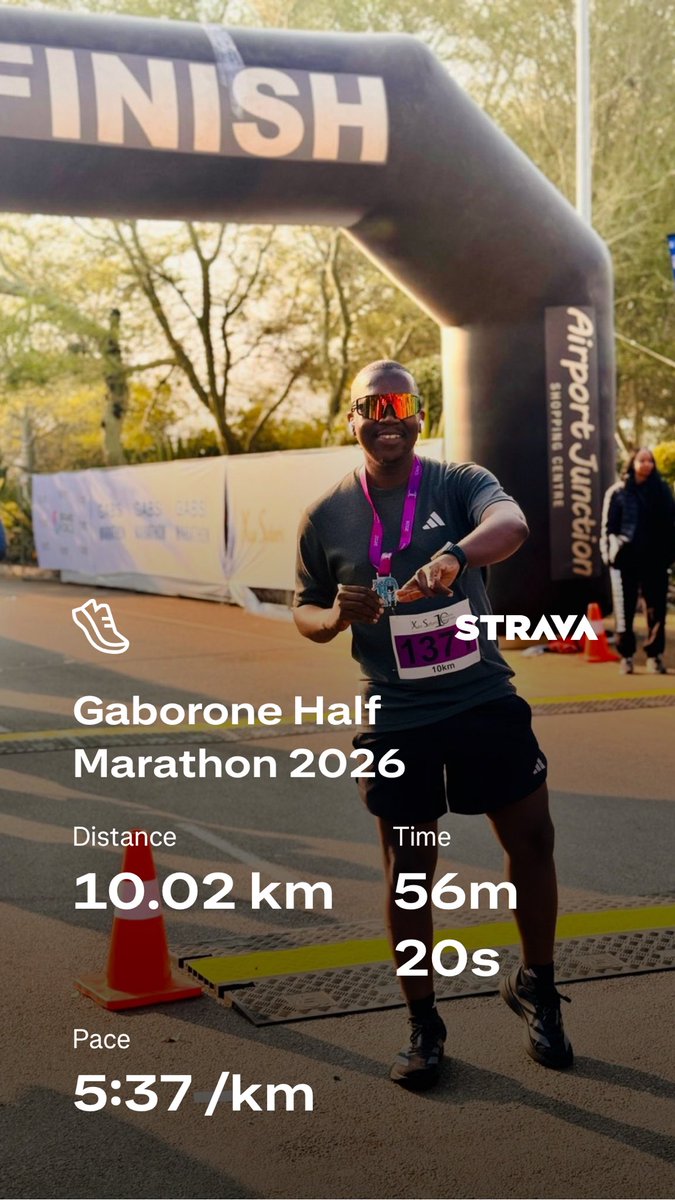 KenzarMafia's tweet photo. Smashed my personal best #GaboroneHalfMarathon2026 🥇 https://t.co/kqQHu9BsIQ