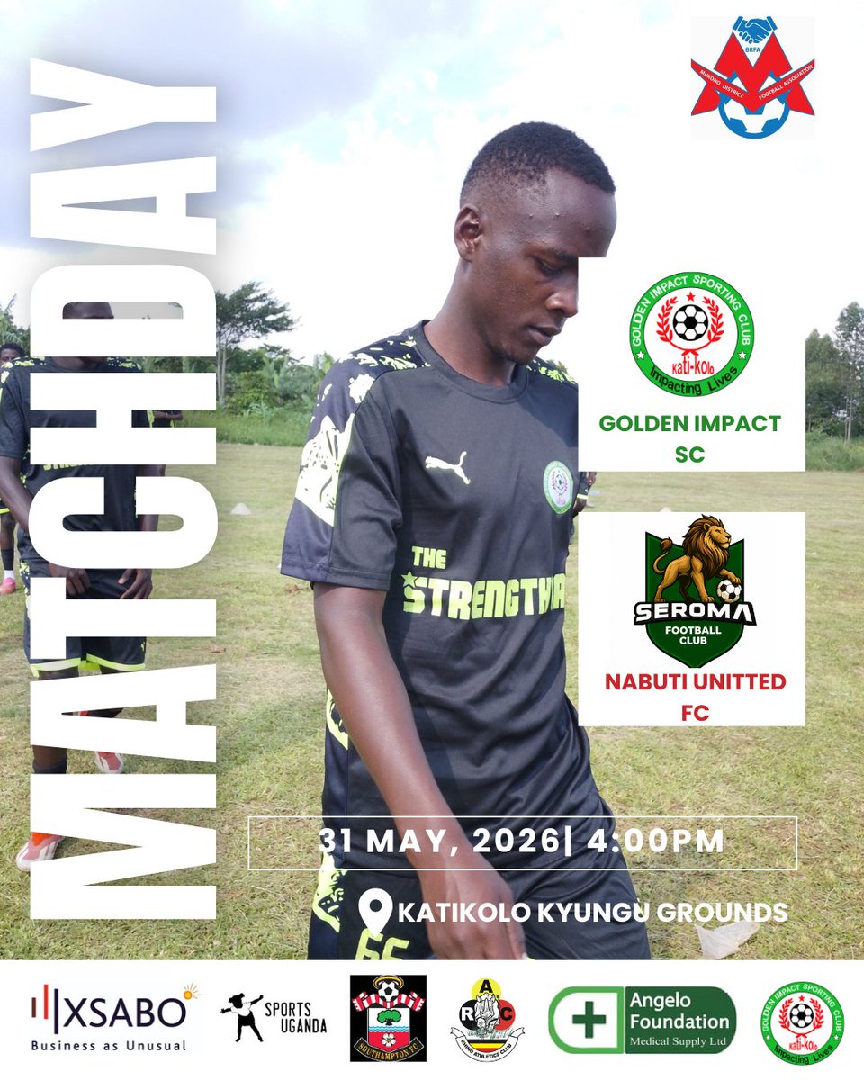 GoldenImpactSc's tweet photo. 🟢 𝗠𝗔𝗧𝗖𝗛𝘿𝘼𝙔 🔴

🆚 Nabuti United FC
🕗 4pm 
🏆 MDFA 5TH DIVISION LEAGUE 
🏟️ Katikolo Kyungu Grounds https://t.co/K8aTkHAA28