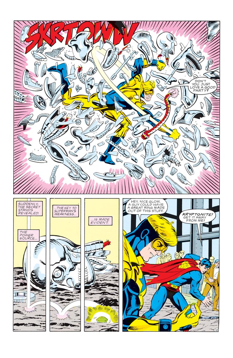 matias_gleza's tweet photo. #SupermanFacts Lex Luthor creó un androide alimentado por kryptonita con el aspecto de Booster Gold con la intención de desacreditar y destruir a Superman. Este robot fue destruido por el auténtico Booster https://t.co/piOGaejv9K