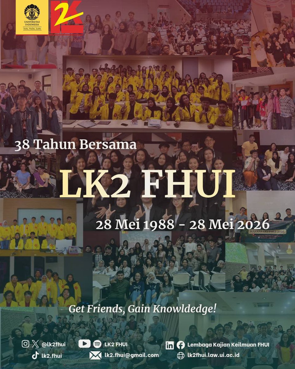 lk2fhui's tweet photo. [SELAMAT ULANG TAHUN KE-38 LK2 FHUI]

Halo, IKM FH UI!

Selamat ulang tahun yang ke-38 untuk Lembaga Kajian dan Keilmuan FHUI. https://t.co/kOyfnd8U4N