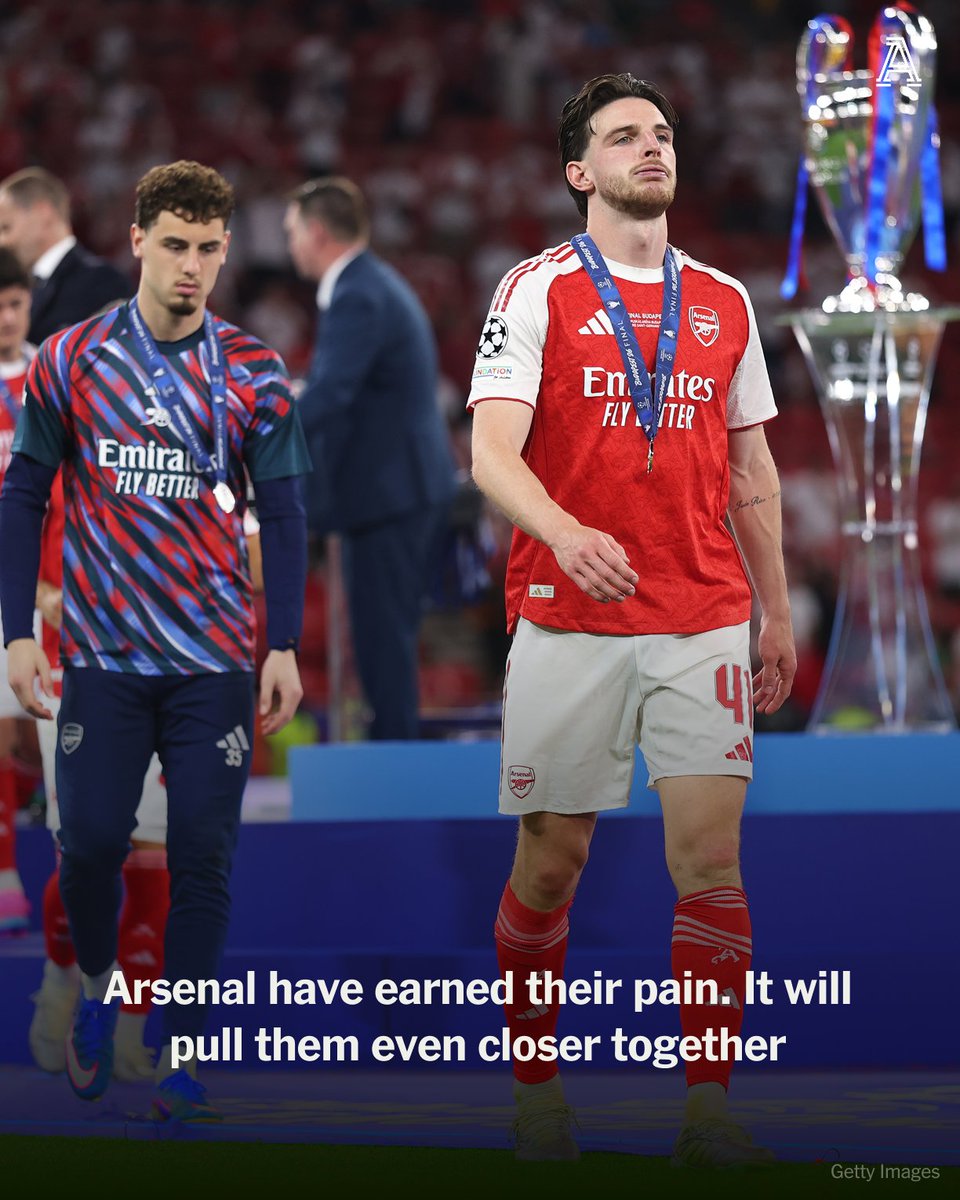 TheAthleticFC's tweet photo. Mikel Arteta spoke for everyone on planet Arsenal when he tried to sum up the feeling at the end of it all.

“Pain,” he said. “That’s it.” But if there is one feature of his reign in recent seasons, it is a willingness to absorb it, learn from it, pull everyone even closer together, and throw it all into the mix to fuel the drive for an antidote.

Defeats, as the watching Arsene Wenger mused, leave a scar on your heart. This will take some time to heal, then Arsenal will dust themselves down and go hunting again.

📝 @amylawrence71 

FREE READ: https://t.co/x4BcBzCX7C
