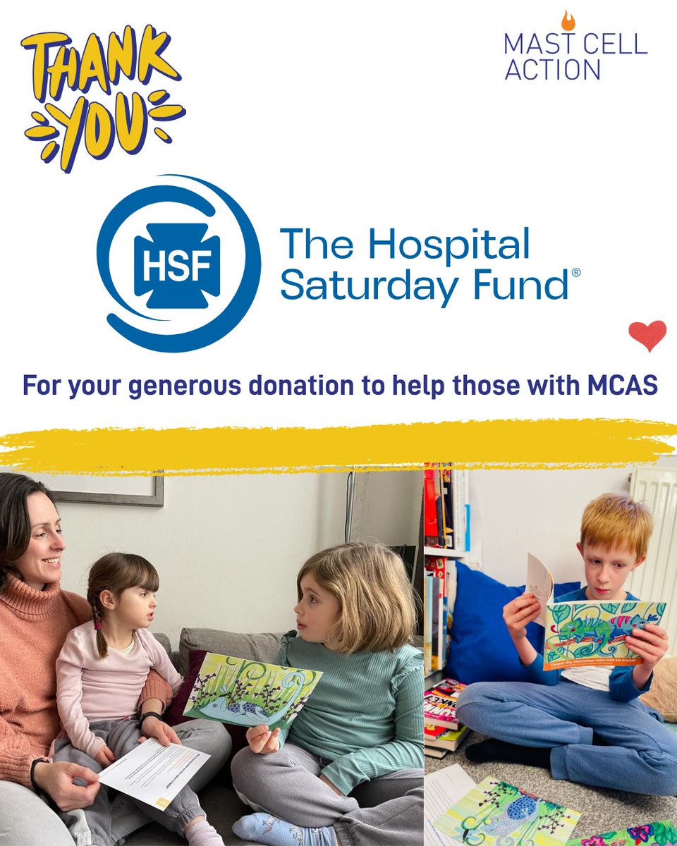 MastCellAction's tweet photo. ❤️ We’re incredibly grateful to The Hospital Saturday Fund for their recent donation to support those with MCAS. Your generosity helps our MCAS community feel recognised, heard, and supported. Thank you for making a real difference! https://t.co/MsaX70ytgZ