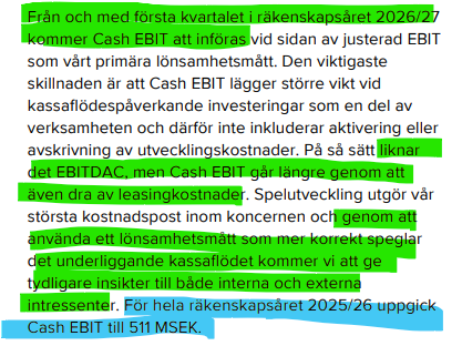 89Olle's tweet photo. Det tog oändligt många år, men tillslut har Embracer fattat att kostnaderna för utvecklig och kostnaderna för hyra är riktiga kostnader. Med start Q1 kommer bolaget redovisa ett mått som visar vilka pengar verksamheten tjänar. $Embrac https://t.co/hIZ2QUqZdX