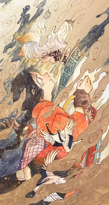この2人は向かい合わせの構図を何度でも描きたい 手の先や背景まで、2人の心情の移り変わりを表現することにこだわっています #まつリごと