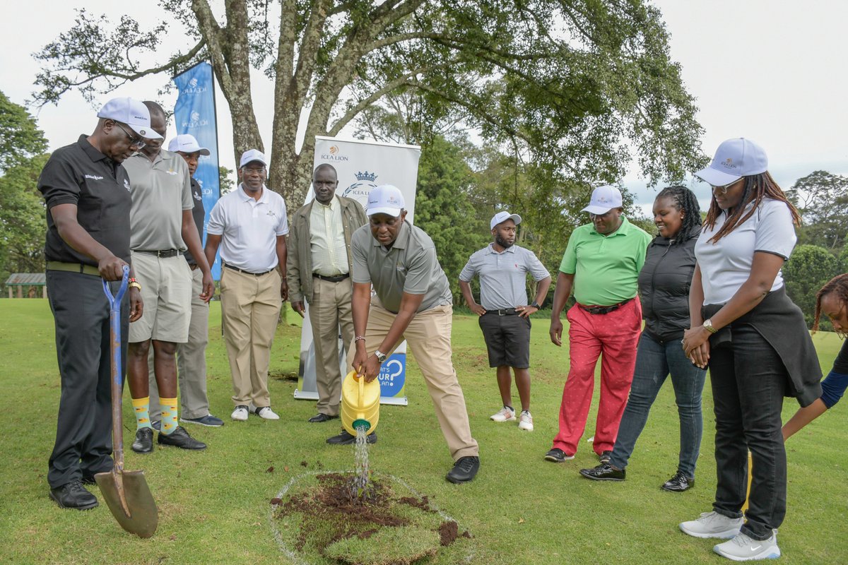 ICEALION's tweet photo. Before the final putts, we focused on our green future. Group CEO Philip Lopokoiyit &amp; Asset Management CEO Einstein Kihanda led the team in planting 15 trees at Nandi Bears to restore our Green Cover. #ESG #Sustainability https://t.co/xlMnGJLURN