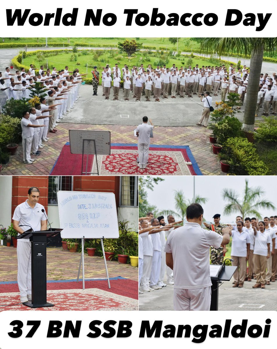 37BnSSB_INDIA's tweet photo. 37 Bn SSB Mangaldoi and SHQ SSB Bezpara have jointly organized a No Tobacco pledge ceremony on the occassion of World No Tobacco Day at the unit campus. #worldnotobaccoday https://t.co/tbccqyuDBK