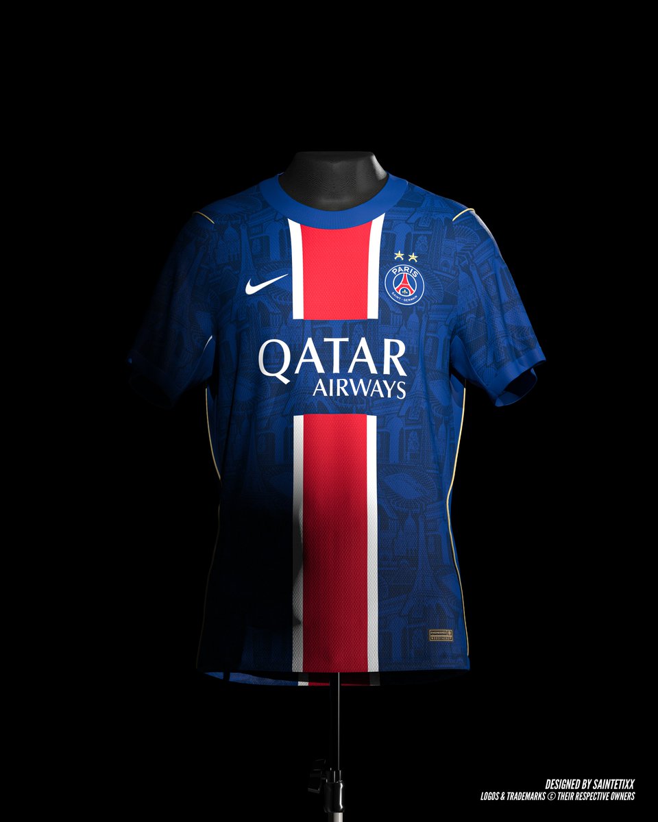 Saintetixx's tweet photo. Paris Saint-Germain · Home concept ⭐️⭐️
Petit concept pour fêter le rayonnement de Paris dans le monde avec un patchwork des monuments de la ville. Le Parc sur le cœur et sous le blason du club. Le doré pour la victoire.
Désolé pour les puristes et la bande hechter coupée. 🥷 https://t.co/XYhi75q1S8