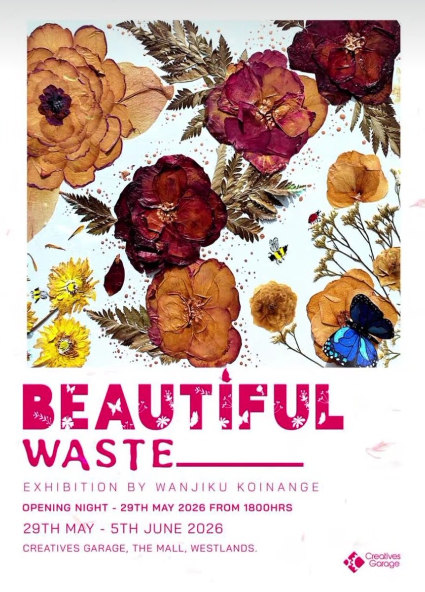 nairobinow's tweet photo. #Nairobi: #Exhibition: 'Beautiful Waste', Exhibition by Wanjiru Koinange, Until Jun. 5 2026 @ Creatives Garage, the Mall Basement - #Westlands. 

Dates: Until June 5, 2026
Venue: Creatives Garage - the Mall Basement 

.@cr8vesgarage https://t.co/8uRr1IMdhV