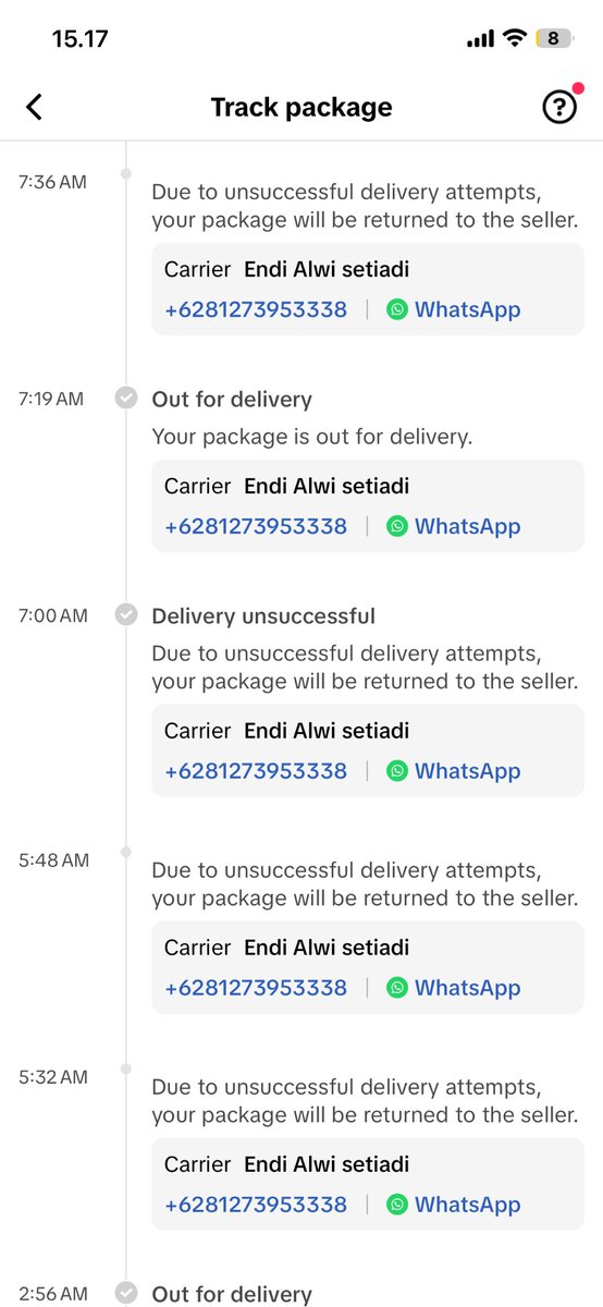 zeezeesya's tweet photo. @jntexpressid min ini paket tiktokshop saya udah 6x lebihhhh delivery unsuccessful. gimana sih maksudnya???? saya selalu dirumah gapernah ada kurir juga kerumah https://t.co/ciEe01KYfM