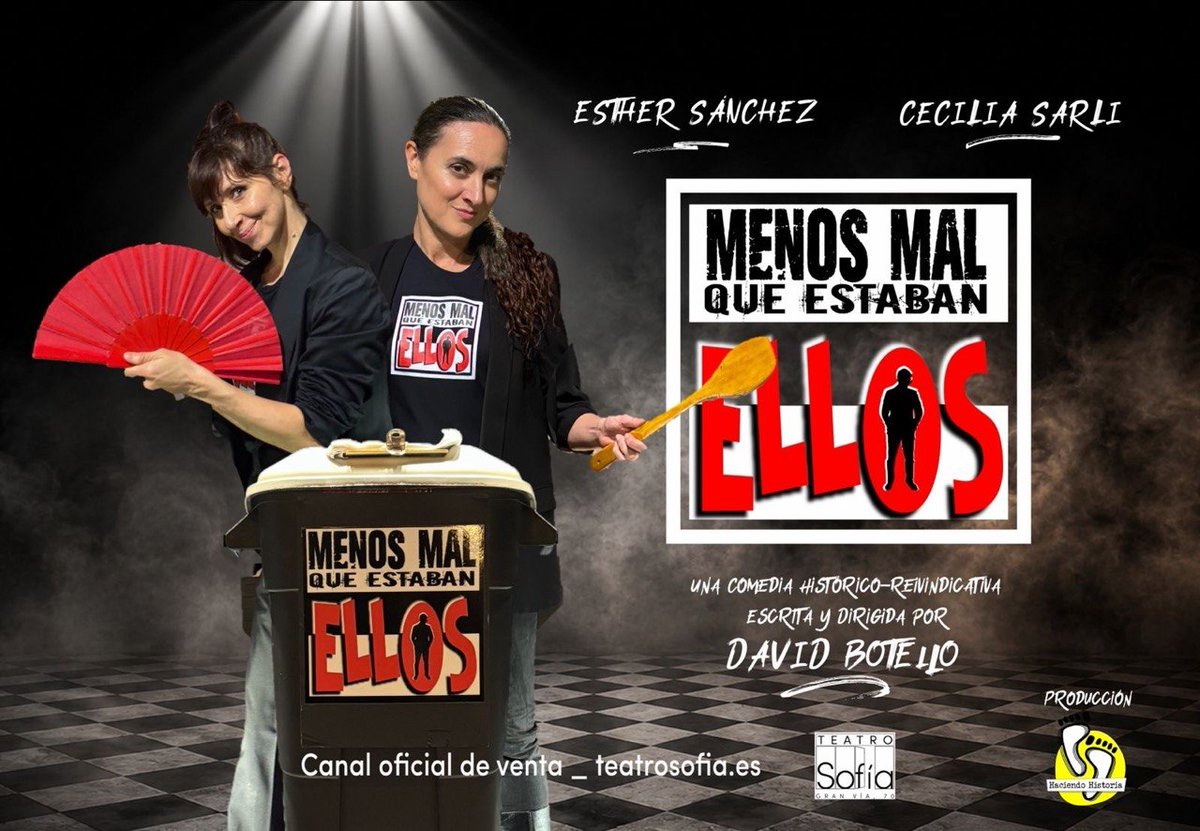 galianaycia's tweet photo. ¡El 25 de junio no te lo puedes perder!
El Teatro Sofía de Madrid estrena la comedia histórico-reivindicativa «Menos mal que estaban ellos», escrita por @DavidBotello4 e interpretada por @estesan1969 y @CeciliaSarli.
👇🏻👇🏻👇🏻
https://t.co/YbkQo1g9mq https://t.co/w3ja2fJkYr