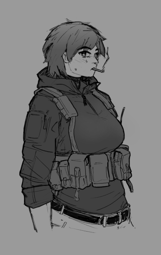 Frost84231's tweet photo. Chloe doodle in hoodie and tank top, both vest and chest rig ver. because why not https://t.co/3qDlSuIr5s
