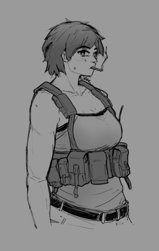 Frost84231's tweet photo. Chloe doodle in hoodie and tank top, both vest and chest rig ver. because why not https://t.co/3qDlSuIr5s