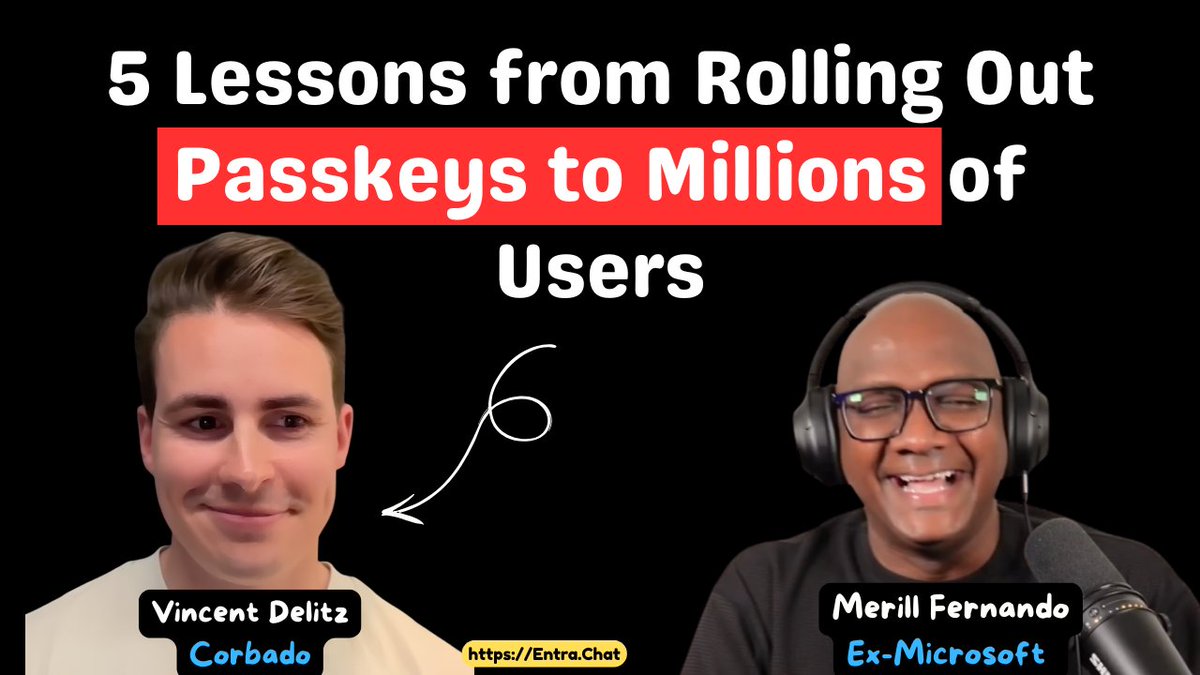 merill's tweet photo. Passkeys are easy to demo.

Rolling them out to millions of users? That’s where things get interesting.

In this episode of https://t.co/YTVmebsh6k, @vdelitz shares 5 practical lessons from large-scale passkey deployments:

🔑 Adoption doesn’t happen by accident
📱 Devices, browsers and credential managers matter
📊 Backend logs don’t show the full story
🧠 Users need a simpler mental model
🛟 Recovery is part of the rollout

Lots of lessons here for Entra and workforce identity teams too.

Watch the full episode at https://t.co/OGcpdUumMH