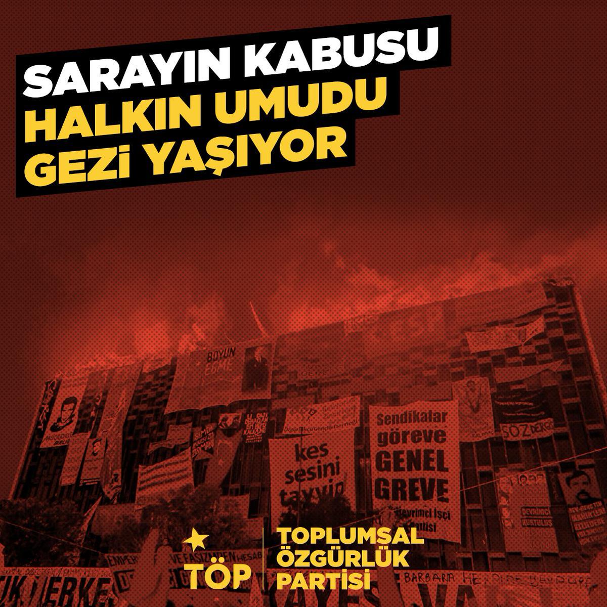 Toplumsal_2026's tweet photo. Gezi, neoliberal kapitalist yağmaya ve despotik devlete karşı halkın kendi yaşamına, kentine, geleceğine ve üç-beş ağaca da sahip çıkmasının adıydı.

Milyonlar o günlerde bize bir gerçeği gösterdi:
Bu ülkeyi patronlar, saraylar, holdingler değil; emekçiler, gençler, kadınlar, halklar ayakta tutuyor.

Bugün de değişen bir şey yok.

Gençler geleceksizliğe mahkûm ediliyor, işçiler açlık ücretlerine zorlanıyor, seçilmişler görevden alınıyor, üniversiteler baskı altına alınıyor, doğa şirketlere peşkeş çekiliyor. Halkın en temel demokratik hakları dahi soruşturma ve gözaltılarla bastırılmak isteniyor.

Ama Gezi'nin bıraktığı en büyük miras tam da burada yatıyor:
Halk örgütlendiğinde korku duvarları yıkılır! 
Halk harekete geçtiğinde en güçlü görünen iktidarlar sarsılır! 

Bugün Taksim'i yasaklayanlar, gençleri gözaltına alanlar, işçilerin grevlerinden korkanlar Gezi'nin yarattığı halk gücünü unutmadıkları için korkuyorlar.

Gezi bir anı değil, bir mücadele çağrısıdır.

Gezi bugün işçilerinin direnişinde, yükselen gençlik ve kadın mücadelesinde, doğasını savunan köylülerin direncinde, ezilenlerin eşitlik mücadelesinde yaşamaya devam ediyor.
 
Bu düzen yenilmez değildir! 
Halkın örgütlü gücü, sermayenin ve faşizmin duvarlarından daha büyüktür.

Gezi'nin isyanını, dayanışmasını ve cesaretini kuşanıyor; eşit, özgür ve sömürüsüz bir dünya mücadelesini büyütüyoruz.

Her yer Gezi, her yer direniş!
Gezi bitmedi, daha yeni başlıyor! ✊
#Gezi13Yaşında 
#GeziONURUMUZDUR #GeziDirenişi