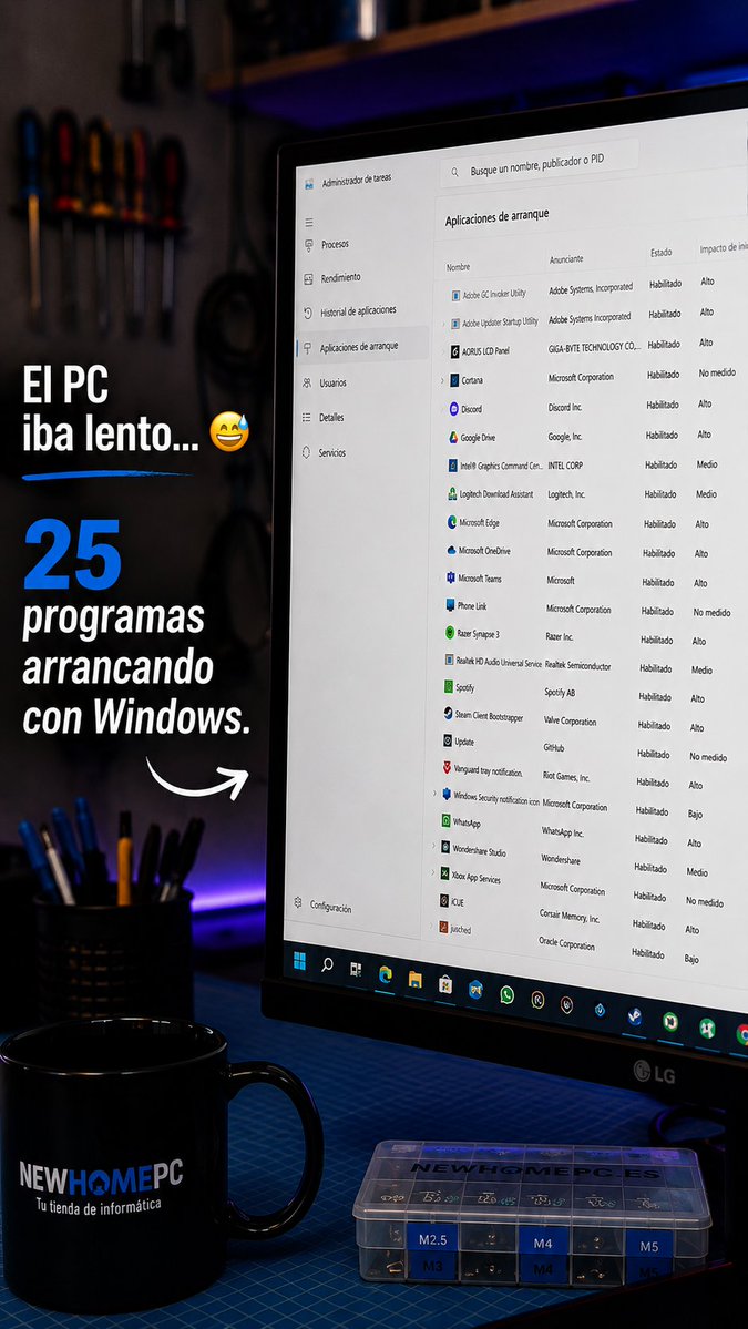 NewHomePC's tweet photo. El PC iba lento… 😅
25 programas arrancando con Windows.

#BuenosDias ☕ https://t.co/eorY9xDb5P