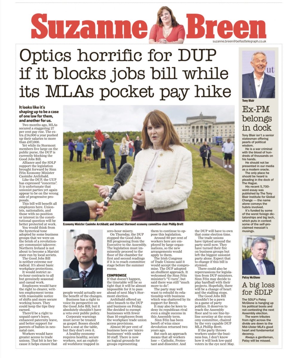 PolDeBuitleir's tweet photo. DUP throw workers under the bus while they pocket 27% pay rise https://t.co/VTKfaWgSoU
