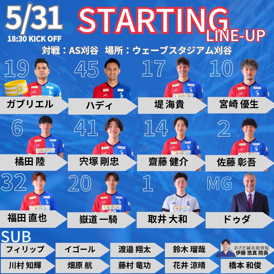 VENCEDOR_MIE's tweet photo. 💙東海2部リーグ第七節❤️
VENCEDOR MIE UNITED CLUBE

━━━━━━━━━━
　   ♥️START11💙
━━━━━━━━━━

#VENCEDORMIEUNITEDCLUBE 
#応援したい街に応援したいクラブを https://t.co/BG1SrVeprn
