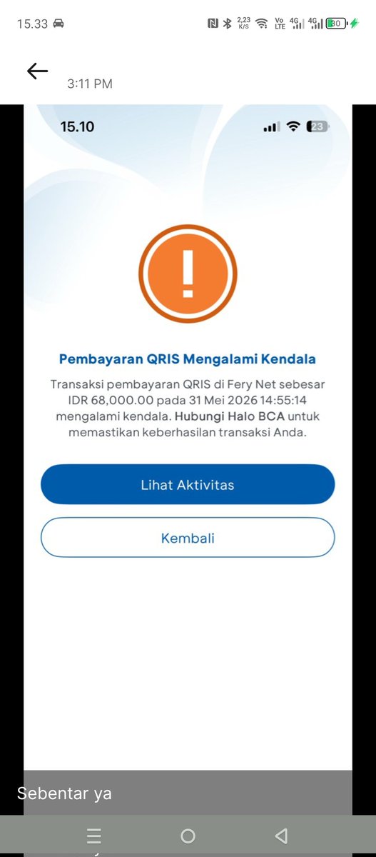 Ferxyz7's tweet photo. @HaloBCA sudah tapi ttp blm terselesaikan https://t.co/L2rImbu4k6