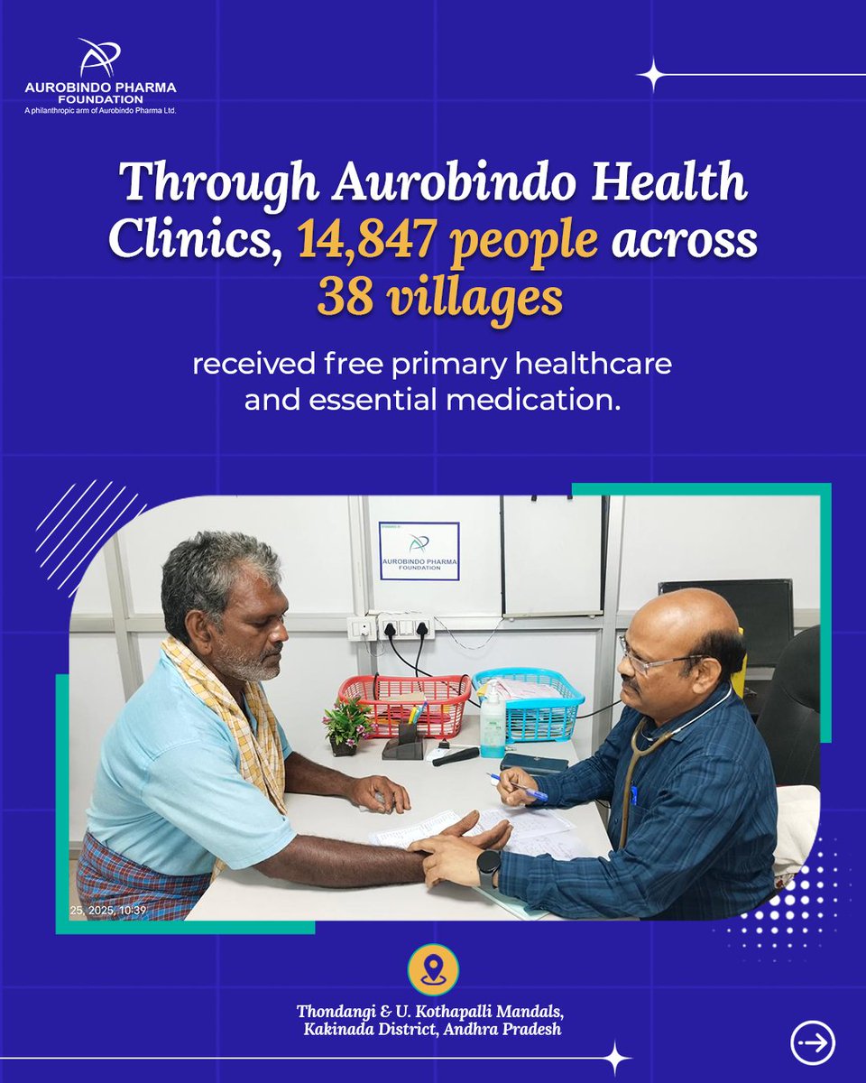 apf_in's tweet photo. At #AurobindoPharmaFoundation, we believe progress means making healthcare accessible to all. Through healthcare clinics across 38 villages in Kakinada, including remote communities, we’re helping bring care closer to those who need it most. 

#AuroPoweringProgress https://t.co/D23qsgPwMM