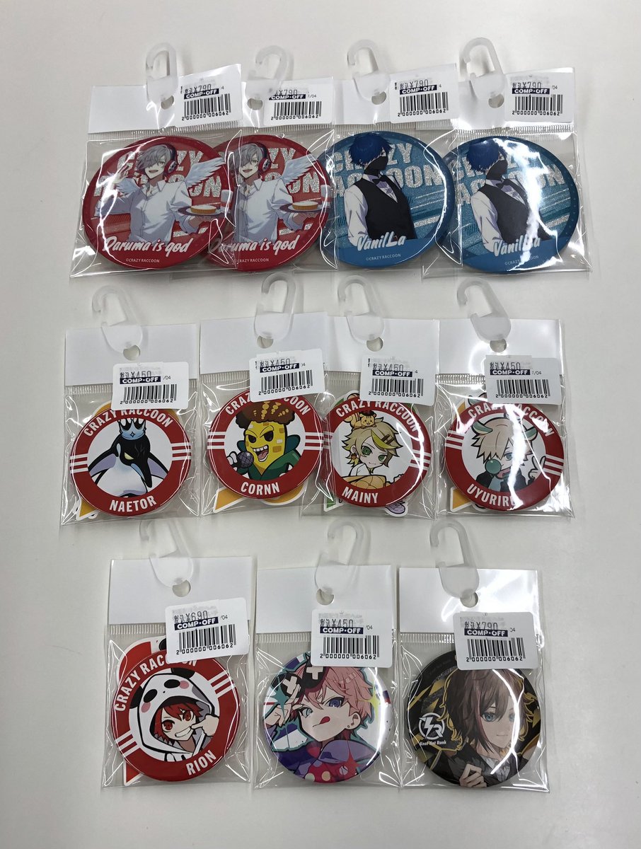 🎮入荷情報🎮 Crazy Raccoon GIGOコラボ、DMMスクラッチほか 缶バッジ