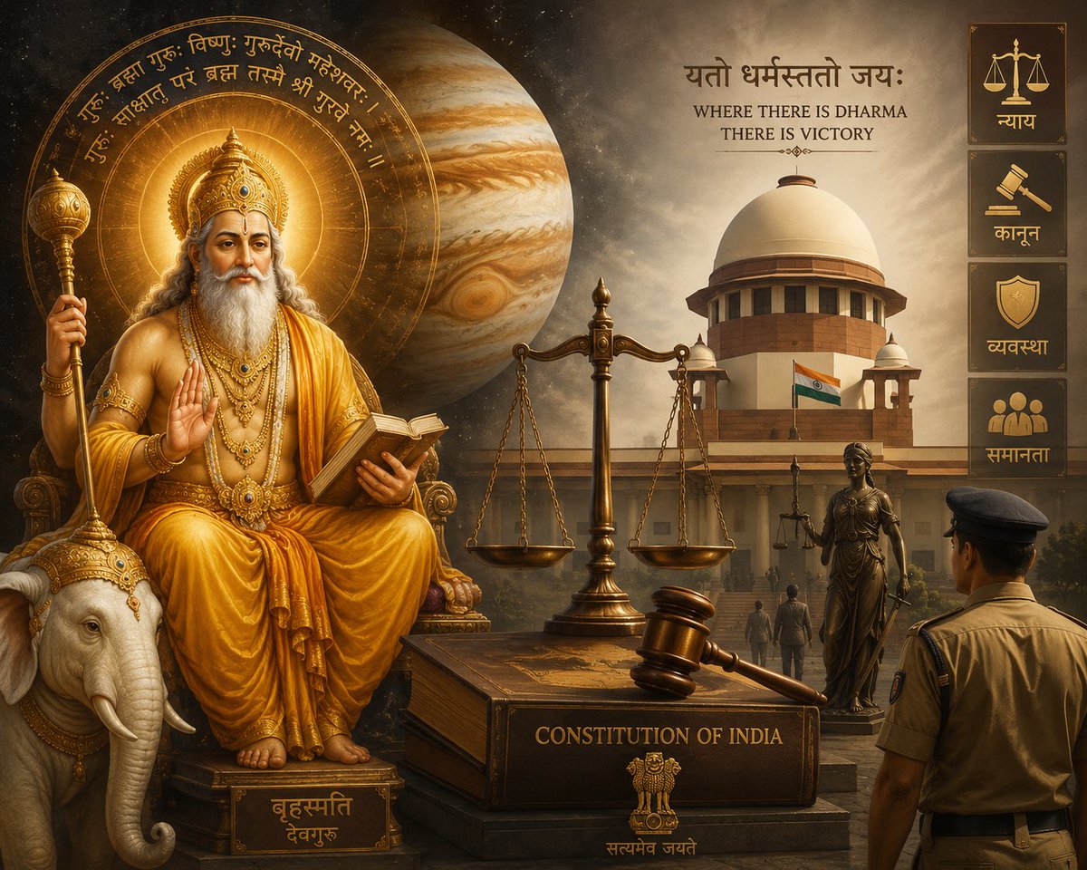 PankajjKashyapp's tweet photo. By the time Jupiter will be in the sign of Judgement and Dharma Sagittarius in 2031 and Saturn will be exactly opposite in the same year, this mutual aspect of Saturn and Jupiter will bring the final visible change in our Judiciary system. Already baby steps started, since 2026 as we  can see Supreme court ordered all the courts in country to speed up the bail process immediately and reserved order processing within 3months. That's not less than a historic change.
#Jyotish #Astrology #Judiciary