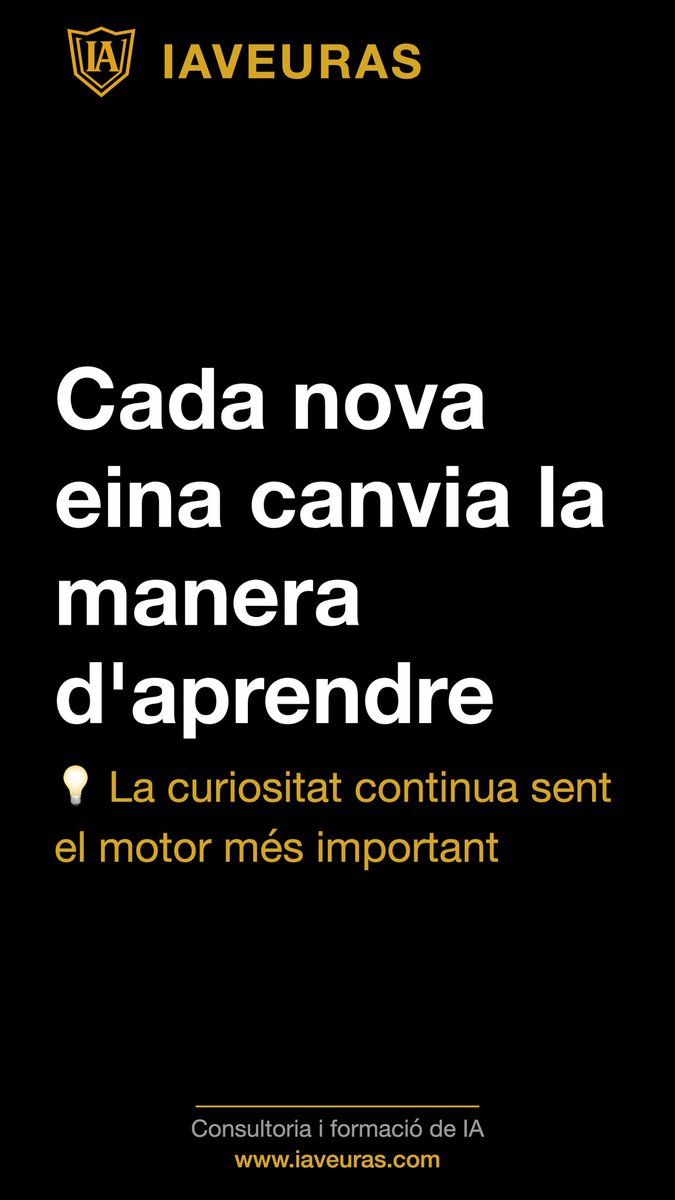 IAveuras's tweet photo. Cada nova eina canvia la manera d'aprendre.
La curiositat continua sent el motor més important.

La revolució en l'aprenentatge no passa per les eines, sinó per com les utilitzem. Cada nova tecnologia no només expandeix les possibilitats, ➡️ https://t.co/ooXnupSg4V