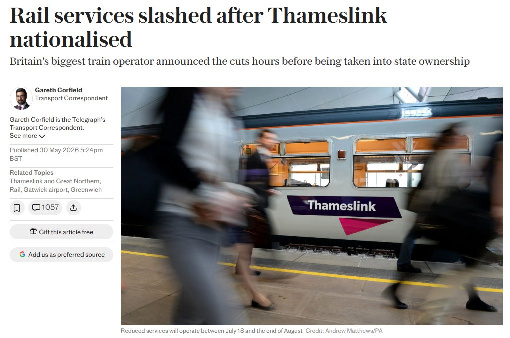 CutMyTaxUK's tweet photo. @Keir_Starmer Keir, the very first move under nationalisation was to cancel hundreds of train services. Was this "for the public good"?

Welcome everyone to the reality of state ownership - poorer services &amp; lower investment. Just look at HS2 to conclude if bureaucrats can run a railway. https://t.co/txOMFuJncs