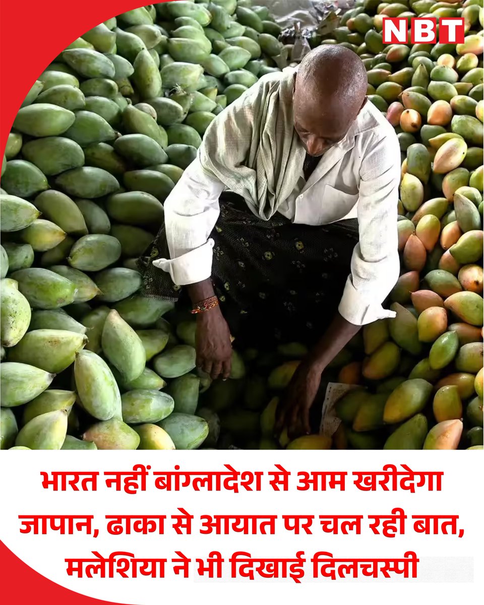 NavbharatTimes's tweet photo. भारतीय आमों पर प्रतिबंध लगाने के बाद अब जापान ने इसके लिए बांग्लादेश का रुख किया है। जापान ने बांग्लादेश से आम आयात करने में दिलचस्पी दिखाई है। इससे बांग्लादेशी निर्यातकों में उम्मीद जगी है कि उन्हें दक्षिण-पूर्व और पूर्वी एशियाई बाजारों में नए अवसर मिल सकते हैं। 

मलेशिया ने भी बांग्लादेश से आम खरीदने के लिए संपर्क किया है। आम के आयात पर चर्चा के लिए जून के पहले हफ्ते में एक मलेशियाई प्रतिनिधिमंडल बांग्लादेश के दौरे पर आ रहा है।

#India #Mango #Japan