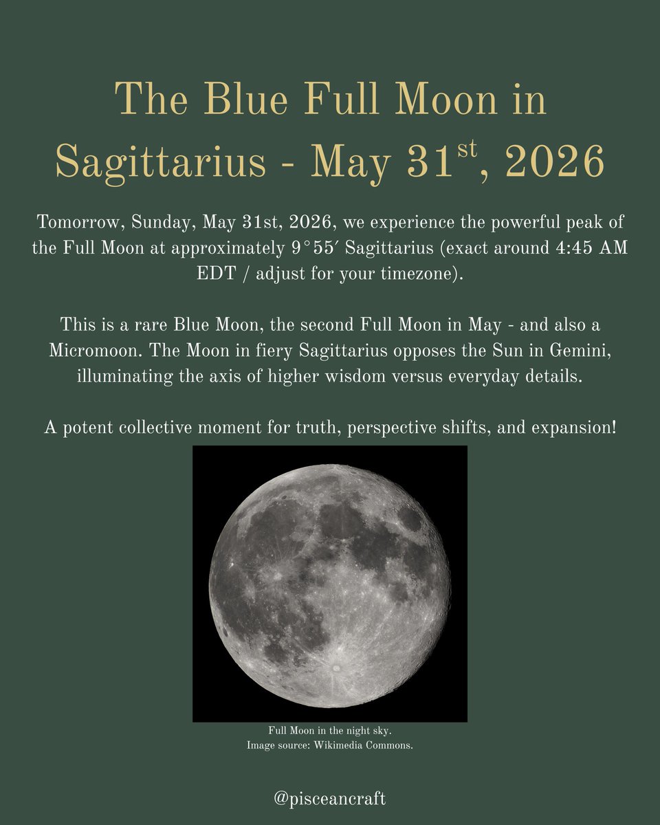 PisceanCraft's tweet photo. A Rare Blue Full Moon in Sagittarius is illuminating us today!🌕💙✨ #witchesofinstagram #spirituality #astrology #fullmoon #sagittarius #bluemoon #witch https://t.co/Xylj71i9Yn