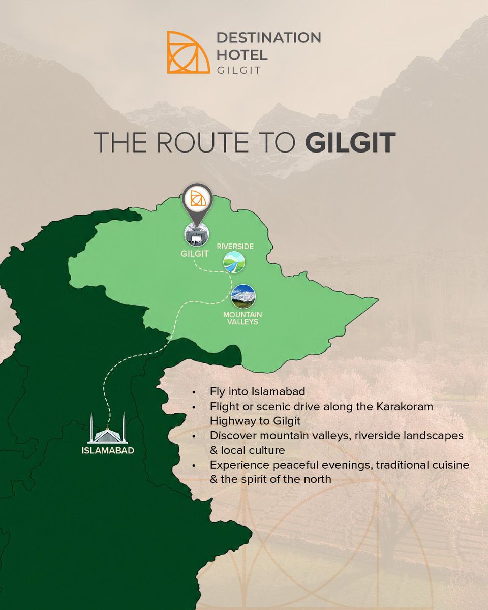 destinationHTLS's tweet photo. Discover Gilgit, where mountain views, riverside serenity, and northern culture come together. 
From iconic valleys and scenic routes to warm hospitality  at Destination Hotel Gilgit, your perfect northern escape begins here.
#destinationhotelgilgit #destinationhotelsbydreamworld https://t.co/dLHd7pQTS3